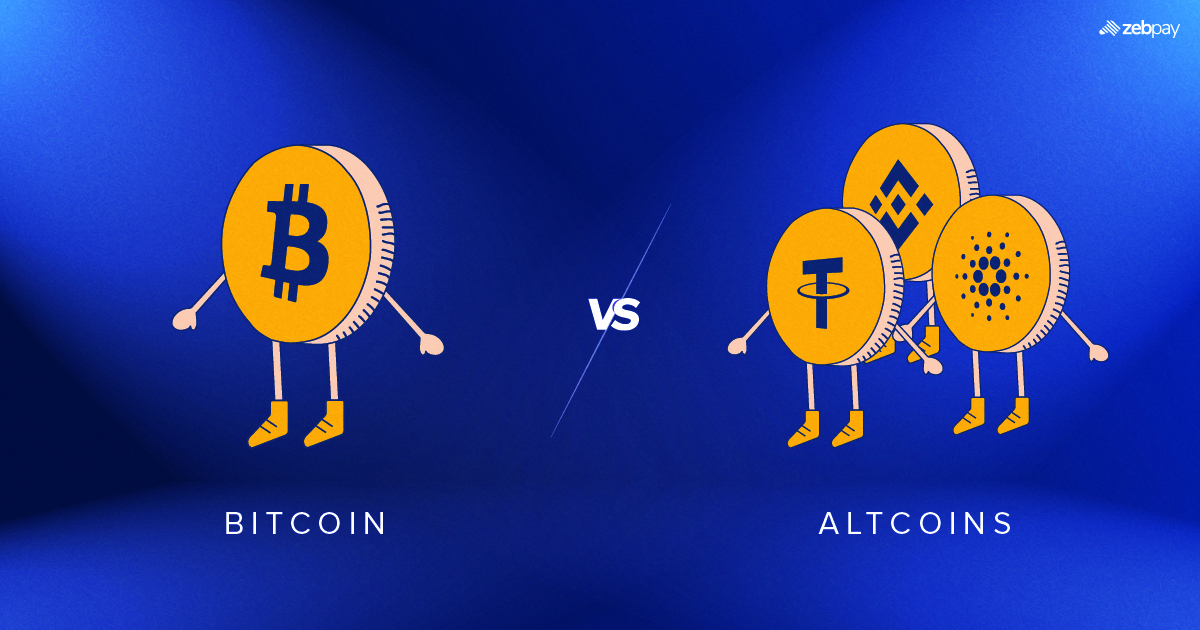 Bitcoin vs. Altcoins - Image depicting Bitcoin and various Altcoins.