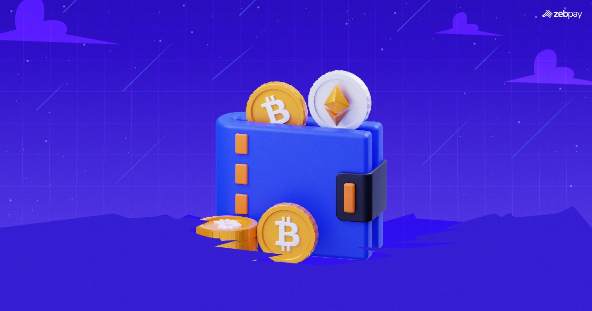 Illustration of a smart contract wallet with blockchain technology.