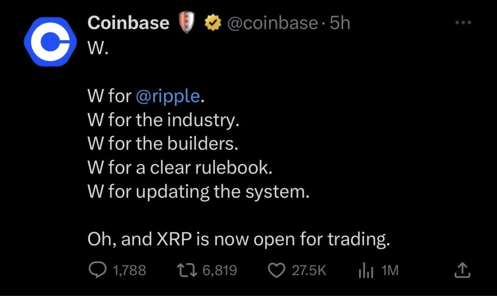 Coinbase XRP Trading Twitter